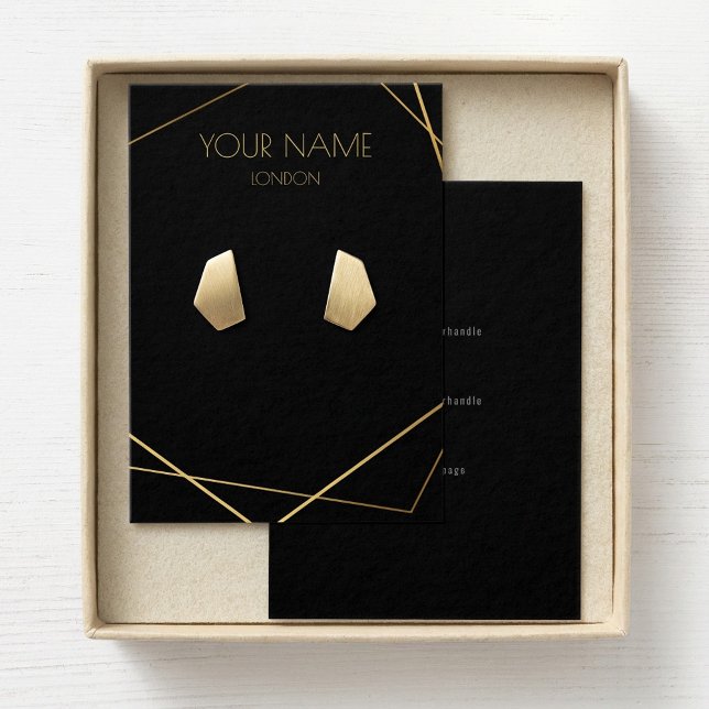 Guld-kort för geometrisk visning med social-ikoner visitkort (Gold geometric display card with social icons.)