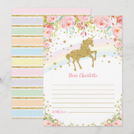 Guld- kort för meddelande för rosa ros för