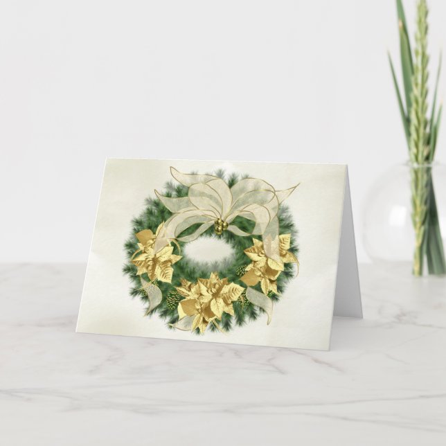 Guld- kort för Poinsetta julkran (Framsida)