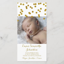 Guld- kort för tackbaby showerfoto