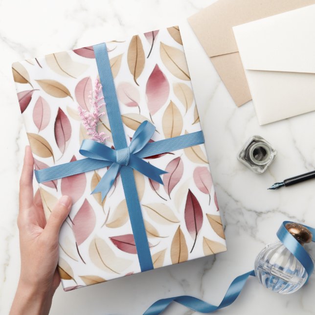 Guld Kräm Rodnad Röda Blad Födelsedag Presentpapper (Gifting)