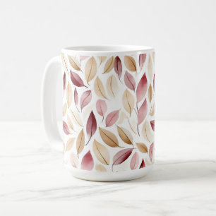 Guld Kräm Rodnad Röda Löv Kaffemugg