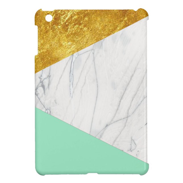 Guld- krickamarmor för vit iPad mini mobil skal (Baksidan)