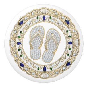 Guld Kristall Flip Flops 2D-grafiska flip-flops-sk Knopp