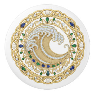 Guld Kristall Hav Stor Våg 2D grafiska ädelstenar Knopp