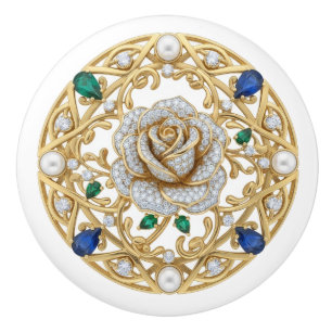 Guld Kristall Ros Blomma Diamant Ädelstenar Grafis Knopp