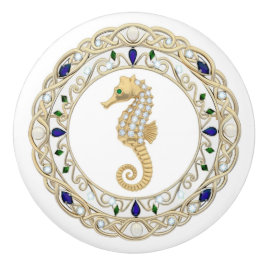 Guld Kristall Sjöhästar 2D-grafik Ocean Sjöhäst Knopp