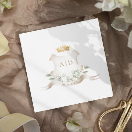 Guld Kron Kunglig Kronbröllopsmonogram Pappersservett