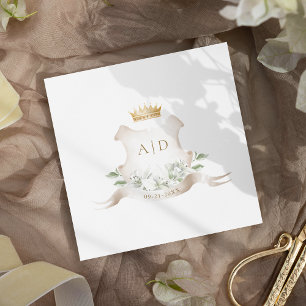 Guld Kron Kunglig Kronbröllopsmonogram Pappersservett