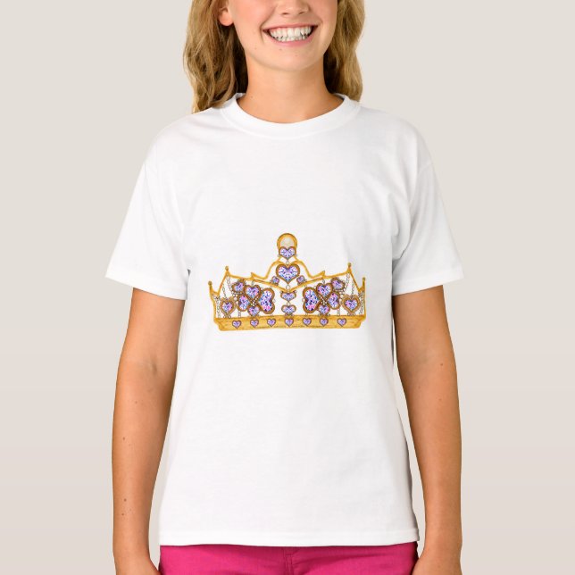 guld krona av hjärtdiamanter t shirt (Framsida)