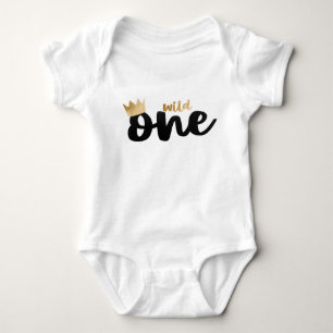 Guld Krona Boy First Birthday Vild ett T Shirt