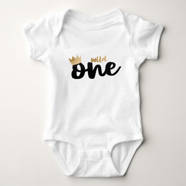 Guld Krona Boy First Birthday Vild ett T Shirt (Framsida)