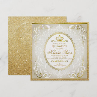 Guld Krona, Elegant, inbjudan till Quinceanera