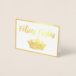 Guld Krona Feliz Navidad julkort Folierat Kort