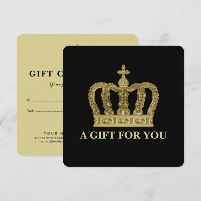 Guld Krona - lyx kunglig 1 Certifikat (Fram/baksida)