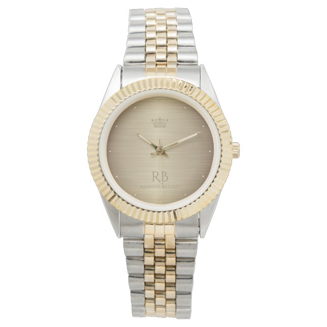 Guld Krona Metallic Watch Armbandsur (Framsida)
