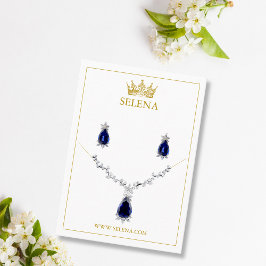 Guld Krona Necklace & Earring Visning Card Placeringskort