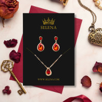 Guld Krona Necklace & Earring Visning Card