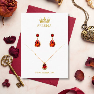 Guld Krona Necklace & Earring Visning Card Placeringskort