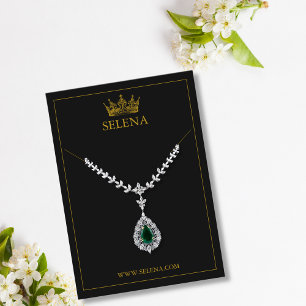 Guld Krona Necklace Visning Card Placeringskort