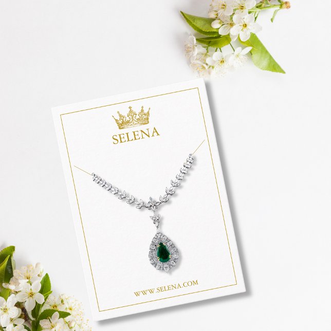 Guld Krona Necklace Visning Card Placeringskort (Skapare uppladdad)