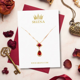 Guld Krona Necklace Visning Card Placeringskort