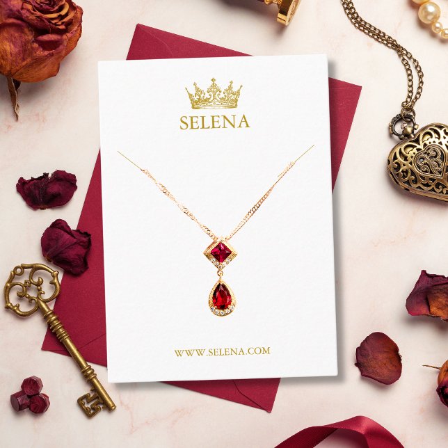 Guld Krona Necklace Visning Card Placeringskort (Skapare uppladdad)