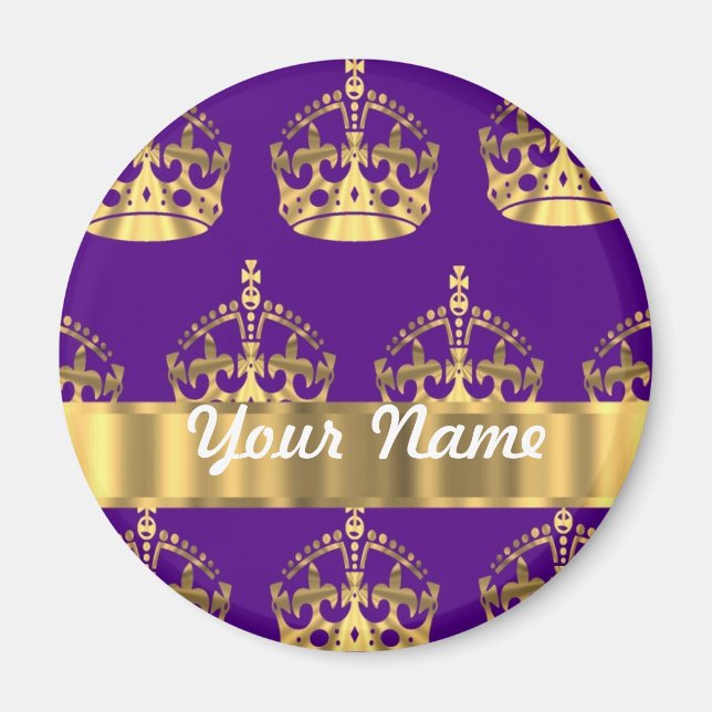 Guld krona på lilan magnet (Framsidan)