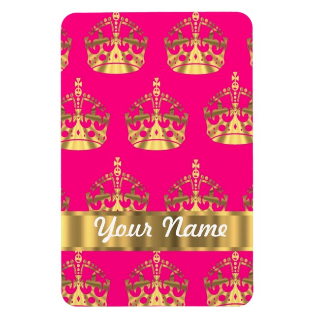 Guld krona på shock rosa magnet (Vertikal)