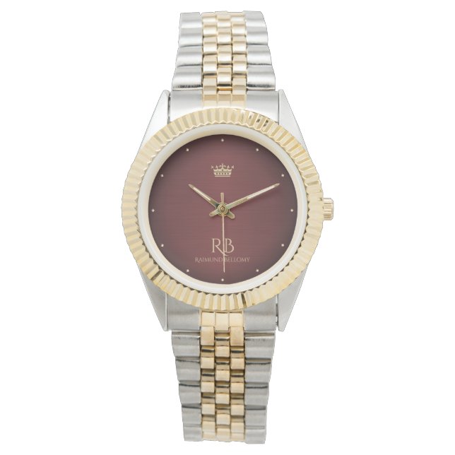 Guld Krona Red Metallic Watch Armbandsur (Framsida)