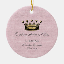 Guld Krona Rosa Birkelådgivning Keepsaké Julgransprydnad Keramik