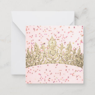 Guld Krona Rosa Speckles Anteckningskort