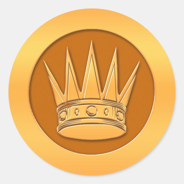 Guld Krona Runt Klistermärke (Framsida)