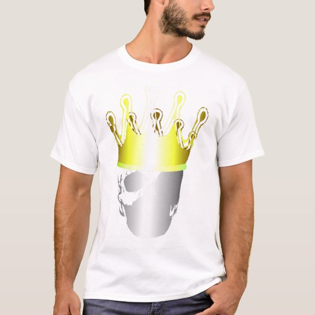 Guld Krona Skull enkel T Shirt (Framsida)
