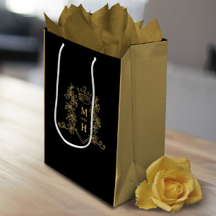 Guld krona vapensköld löv  monogram bröllop