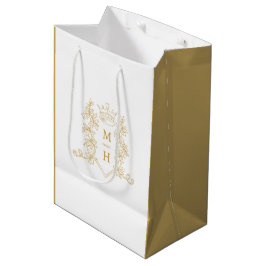 Guld krona vapensköld löv monogram bröllop