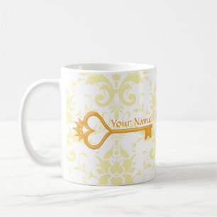 Guld- kronahjärtanyckel kaffemugg