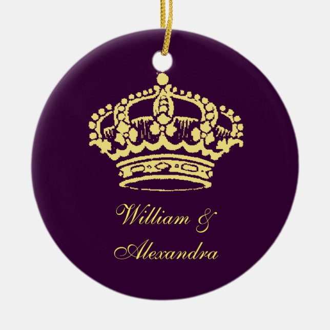 Guld- kronaprydnad julgransprydnad keramik (Framsidan)