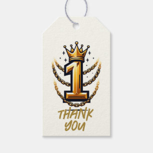 Guld Kronkedja Drip 1 #1 1-års Födelsedagsfest Presentetikett