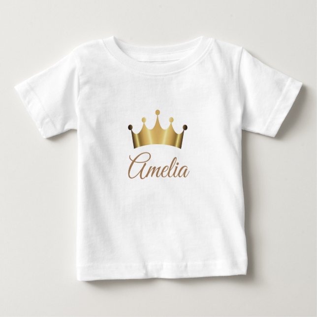 Guld Kronprinsessa Namn T Shirt (Framsida)