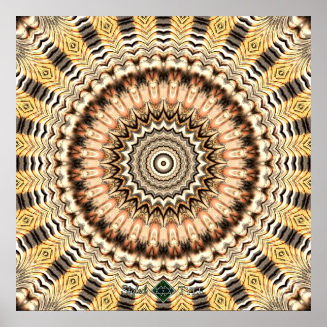 Guld krusningar Mandala Poster (Framsidan)
