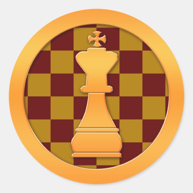 Guld Kung Chess Biet Runt Klistermärke (Framsida)