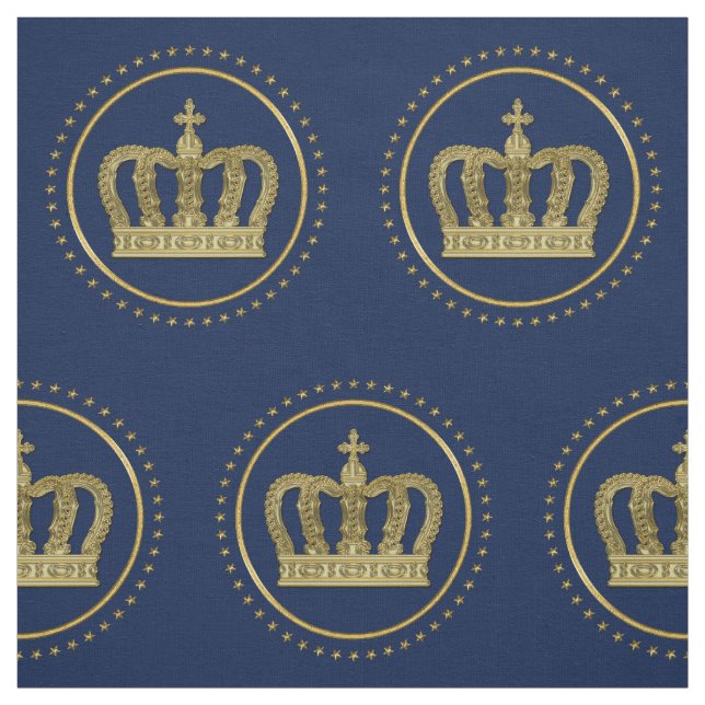 Guld- kunglig krona II & stjärnor + dina baksida & Tyg (Provkarta)