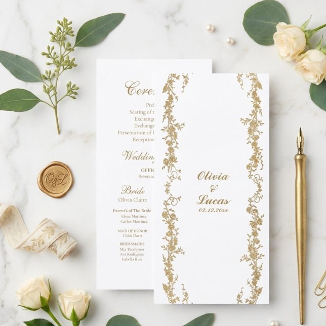 Guld Kunglig Vit och Guld Elegant Blommig Bröllop (Skapare uppladdad)