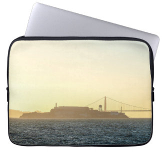 Guld kustbro solnedgång konst foto tryck laptop fodral