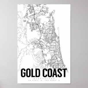 Guld Kusten Australien Poster minimalistisk Karta