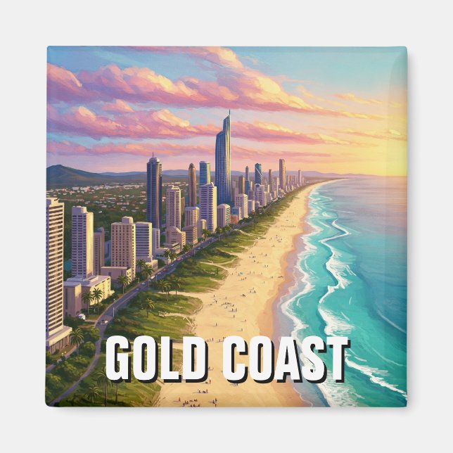 Guld Kusten Australien, resa Magnet (Framsidan)