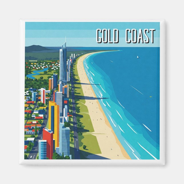 Guld Kusten Australien - resabstrakt utformning Magnet (Framsidan)