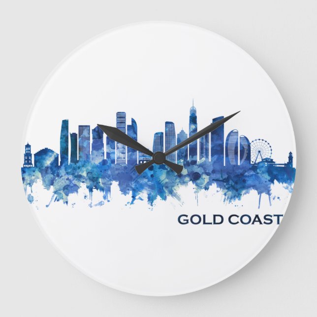 Guld Kusten Australien Skyline Blue Stor Klocka (Framsida)