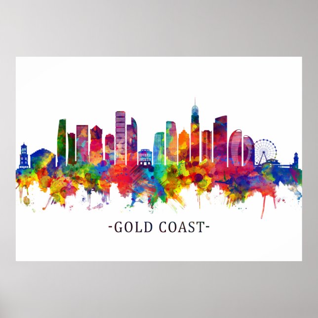 Guld Kusten Australien Skyline Poster (Framsidan)